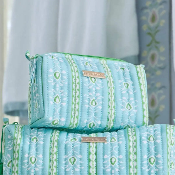 Rosemary Stripe Blue Signature Small Cosmetic Bag