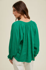 Emerald Drop Shoulder Blouse