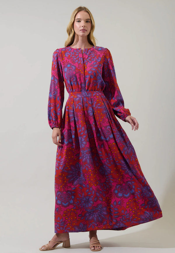 Darret Floral Lucie Pleated Maxi Skirt