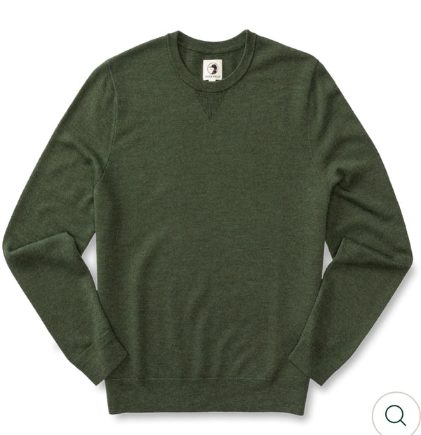 Henson Merino Crewneck Sweater in Pine Green Heather