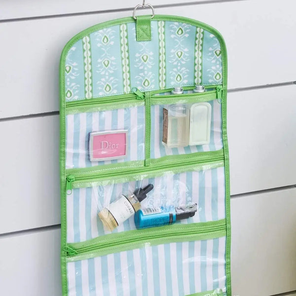 Rosemary Stripe Blue Hanging Travel Case