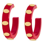 Georgia Bulldogs Resin Logo Hoop Earrings in Red