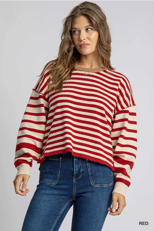 Red Striped Pullover Sweater