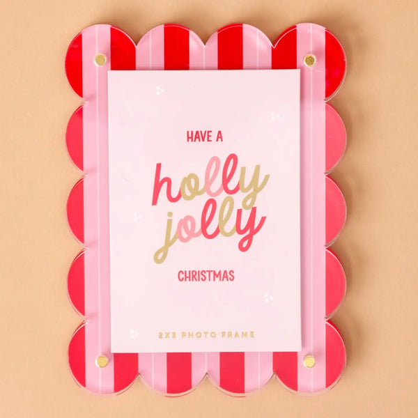 Mini Acrylic Picture Frame Magnet-Peppermint Stripes
