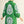 Kelly Green Baroque Floral Applique Shift Dress w Ruffled Neck