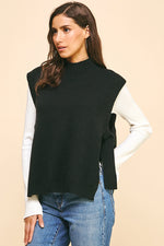 Side Tied Sweater Vest - Black