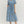 Striped Blue Floral Print Midi Dress Featuring Shirt Collar w Drawstring Waist