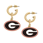 Georgia Bulldogs Enamel Drop Hoop Earrings in Black/Red