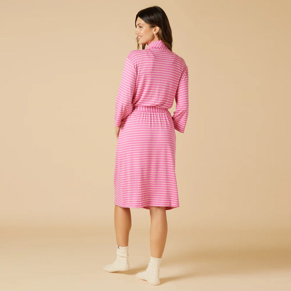 Dream Shawl Collar Robe - Fuchsia Stripe