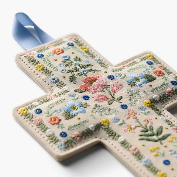 Rosette Embroidered Easter Cross