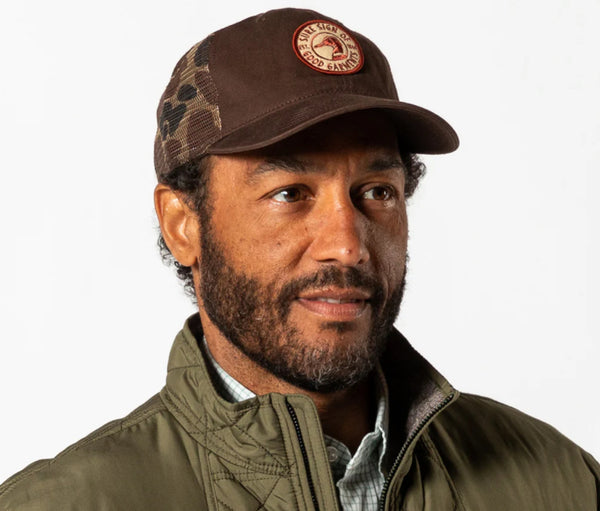 Trucker Hat With Camo Mesh - Dark Brown