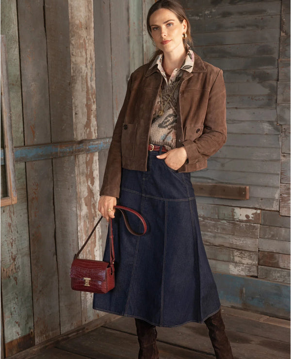 Anola Denim Midi Skirt Dark Bayou Rinse Wash