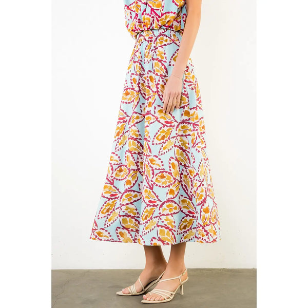 Blue Pattern Long Skirt