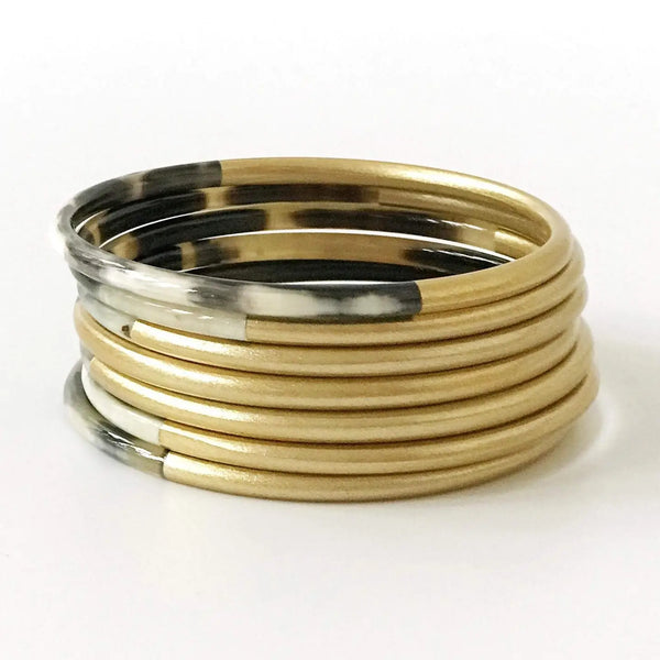 Shiny Gold Horn Bangle Set