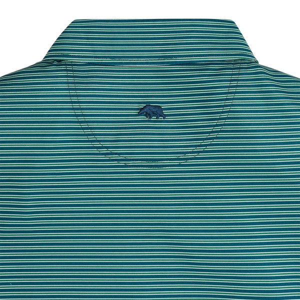Trophy Stripe Performance Pique Polo - Blue Wing Teal