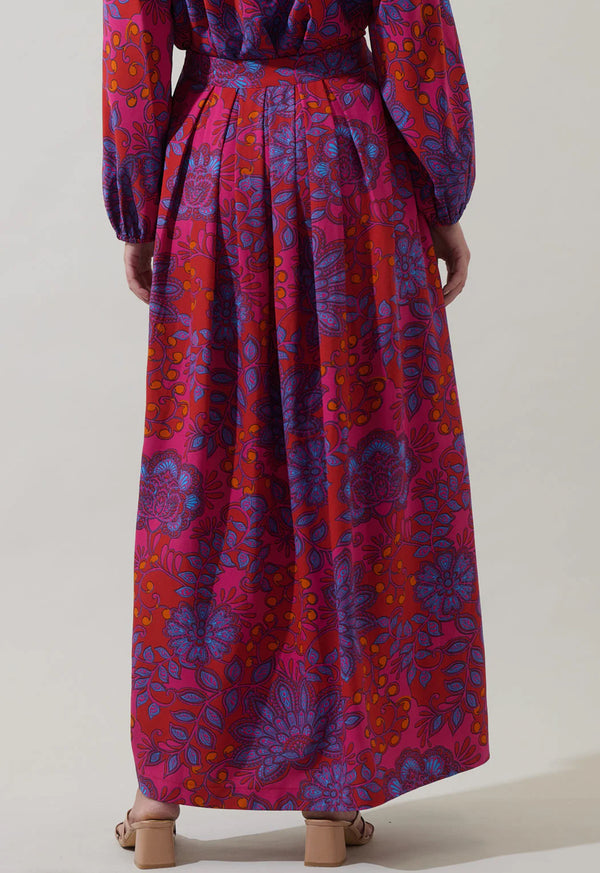 Darret Floral Lucie Pleated Maxi Skirt