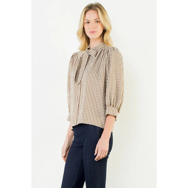 Brown Gingham Button Up Shirt