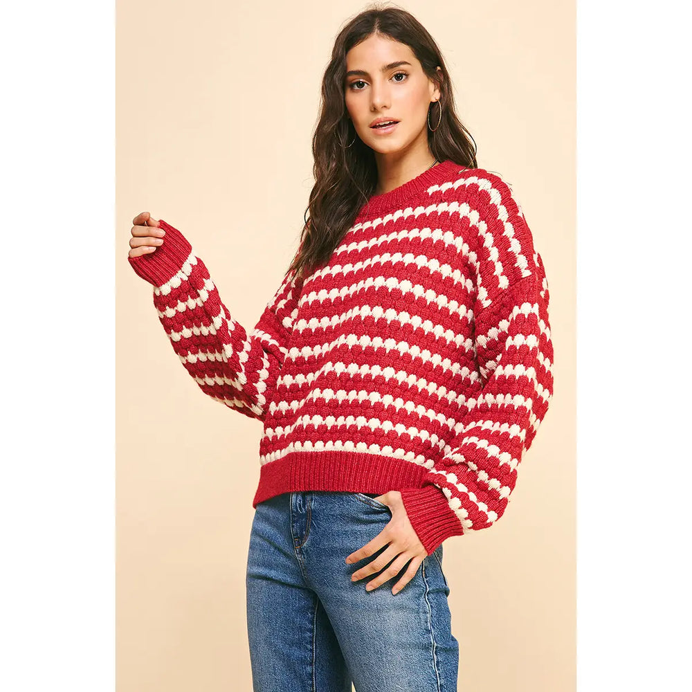 Stripe Sweater Pullover - Red