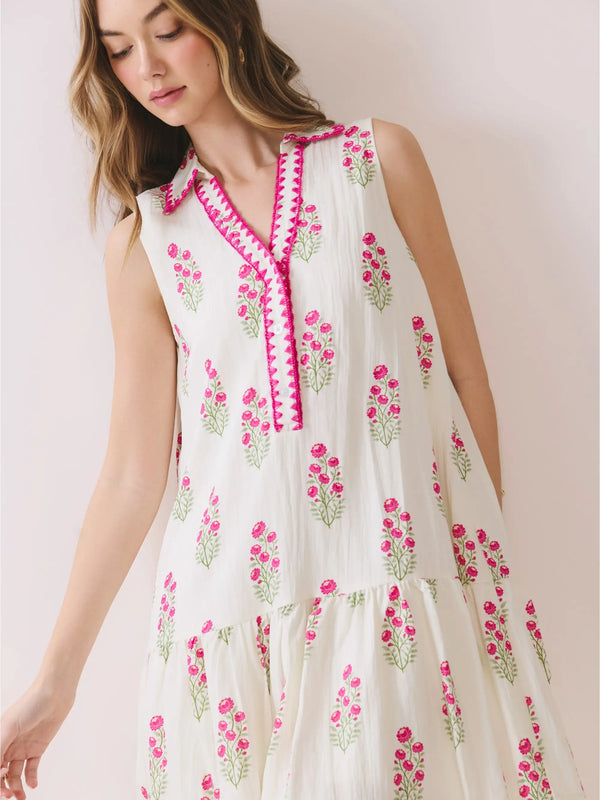 Floral Print Sleeveless Tiered Babydoll Dress