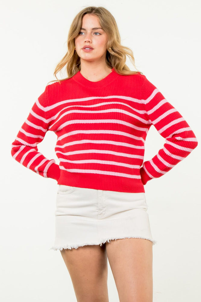 Red Striped Knit Sweater