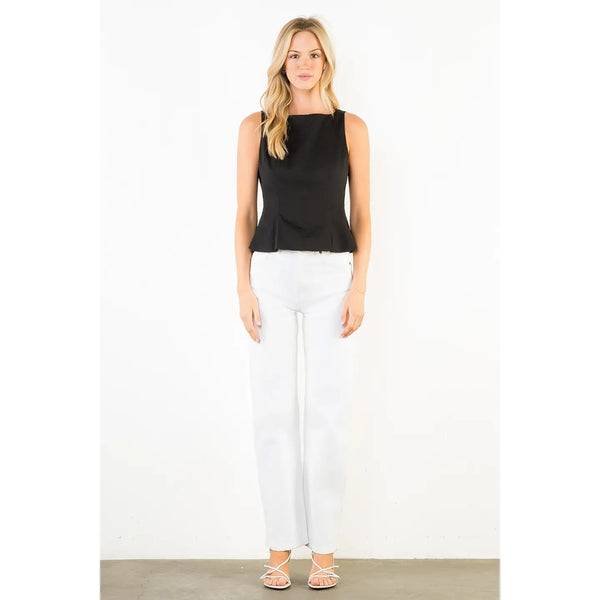 Sleeveless Black Peplum Top