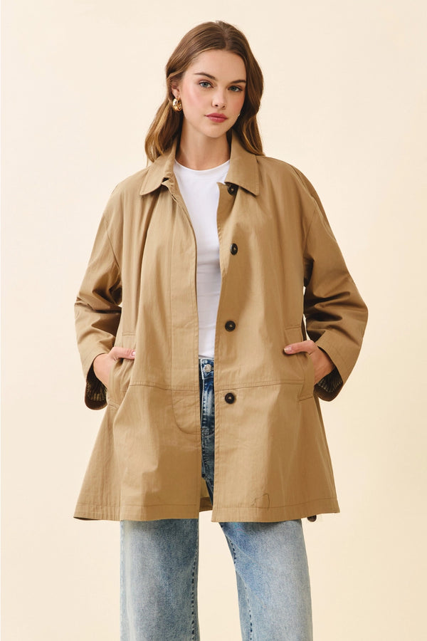 Mocha Relaxed Fit Classix Spread Collar Utility Jacket
