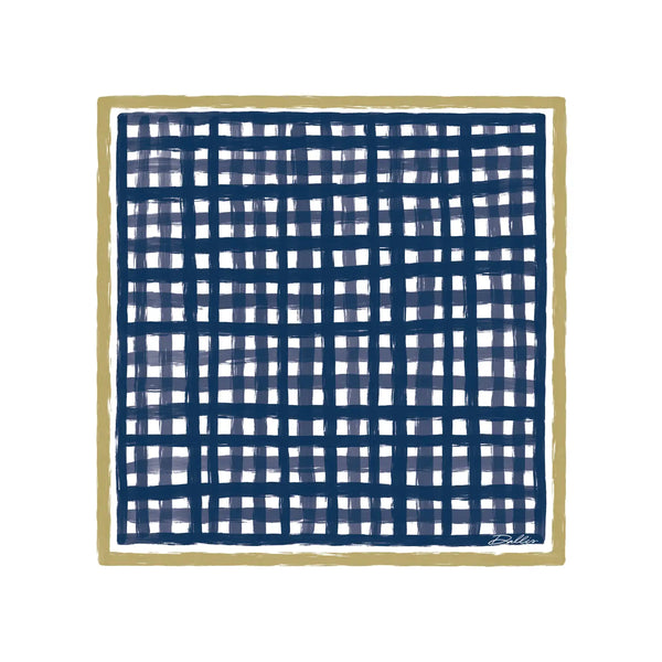 Tailgate Check Scarf in Navy & Gold