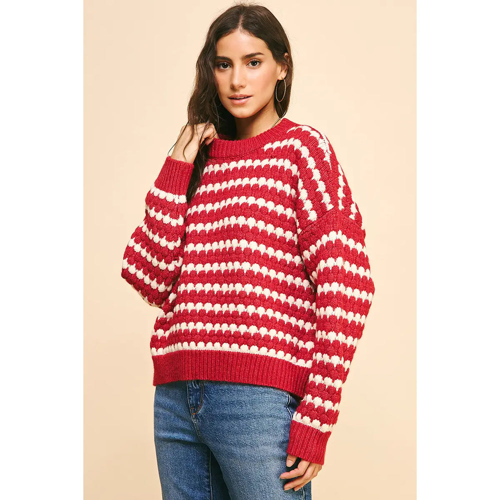 Stripe Sweater Pullover - Red