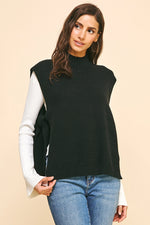 Side Tied Sweater Vest - Black