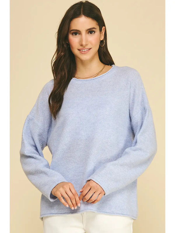 Light Blue Soft Textured Knit Sweater