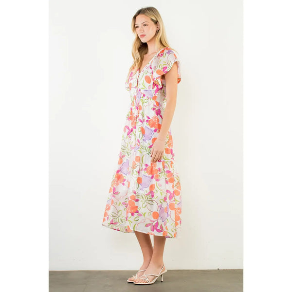 Short Sleeve Floral Patterned Dress