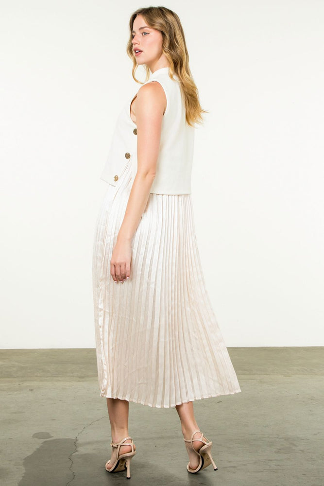 Pleated Skirt Dress - Cream