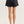 Black Jacquard Scallop Hem Shorts w Rose Pattern