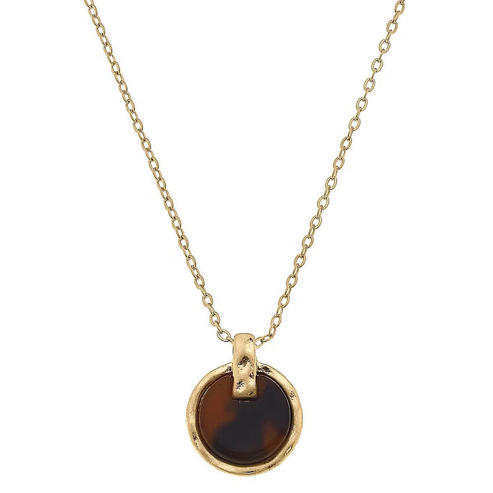 Marianna Delicate Disc Necklace in Tortorise
