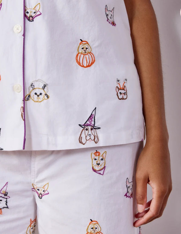 Short Sleeve Top & Cropped Pants Set in Halloween Hounds