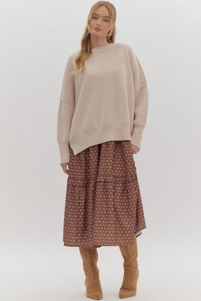 Oversized Knit Sweater: Almond