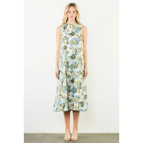 Sleeveless Floral Pattern Dress