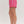 Striped Red & Pink Striped Elastic Waist Shorts w Scallop Hem