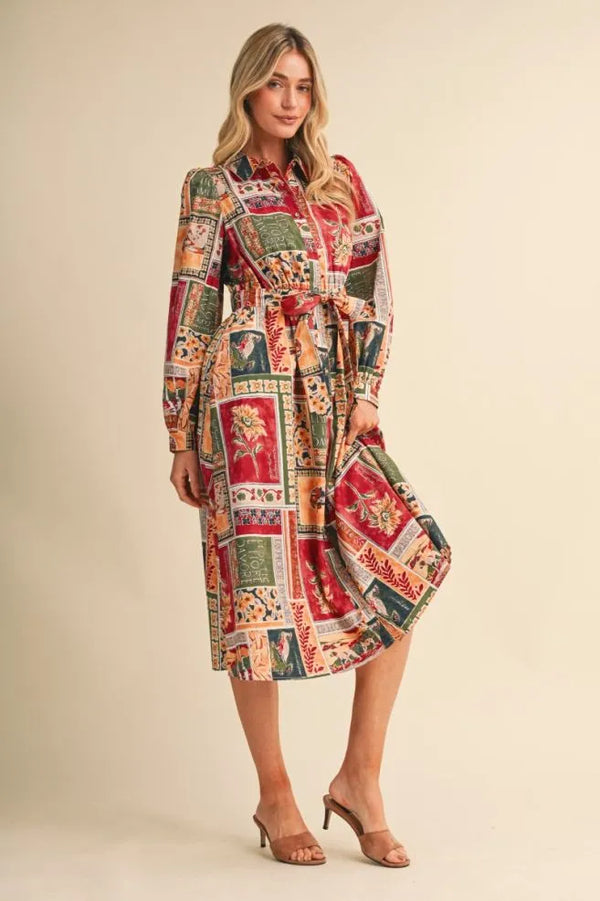 Amber Multi Patchwork Midi Dress
