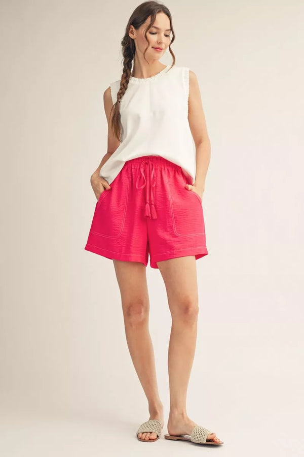 Off White Smocking Edge Detail Casual Tank Top