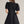 Solid Black Puff Sleeve Mini Dress w Round Neck