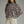 Brown & Ecru Long Puff Sleeve Top w Ruffle High Neckline