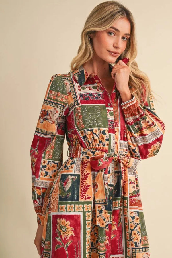 Amber Multi Patchwork Midi Dress
