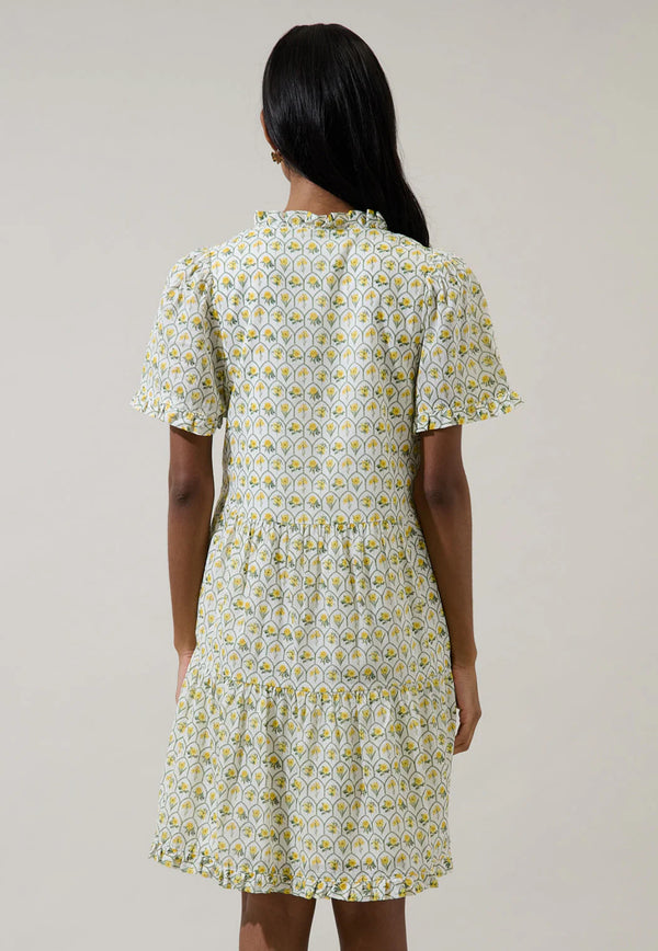 Trinny White & Yellow Floral Kara Shift Mini Dress