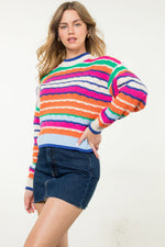 Long Sleeve Multi Color Knit Sweater