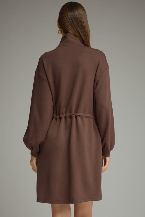 Espresso Solid Balloon Sleeve Knit Mini Dress