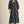 Puff Shoulder Black & Floral Midi Dress w Notched V Neck
