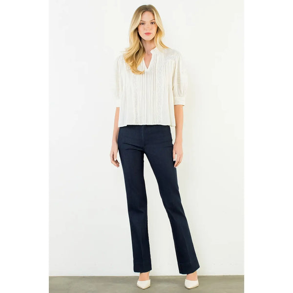 Puff Sleeve Cream Peasant Top
