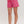 Striped Red & Pink Striped Elastic Waist Shorts w Scallop Hem