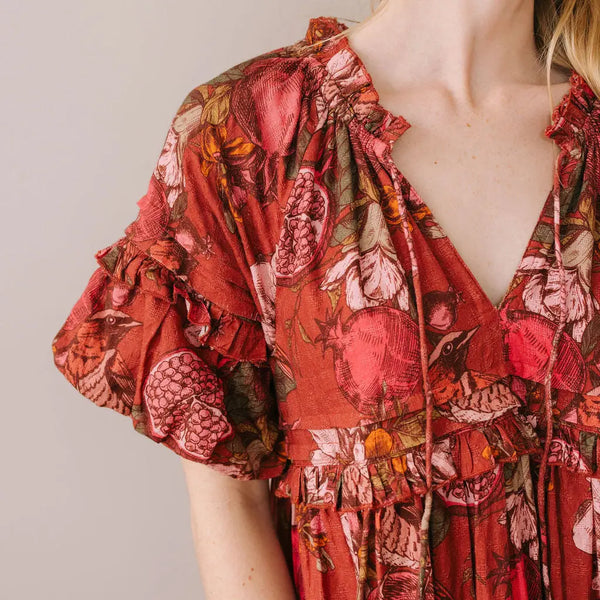 Pomegranate Floral Charlotte Dress